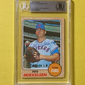 1968 TOPPS PETE MIKKELSON #516 AUTHENTIC AUTO BECKETT CERTIFIED CUBS