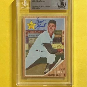 1962 TOPPS DAVE GIUSTI ROOKIE #509 AUTHENTIC AUTO BECKETT CERTIFIED COLTS