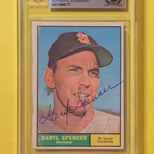 1961 TOPPS DARYL SPENCER #357 AUTHENTIC AUTO BECKETT CERTIFIED CARDINALS