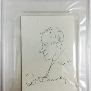 ART CARNEY Signed Autograph Sketch The Honeymooners Encapsulated PSA/DNA
