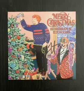 ELTON JOHN SIGNED AUTOGRAPH MERRY CHRISTMAS CD BOOKLET W/ ED SHEERAN RARE!! COLLECTIBLE MEMORABILIA
