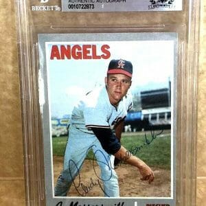 1970 TOPPS ANDY MESSERSMITH ANGELS SIGNED CARD BECKETT AUTHENTIC AUTOGRAPH