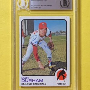 1973 TOPPS DON DURHAM #548 SIGNED CARD BECKETT AUTHENTIC AUTO CARDINALS