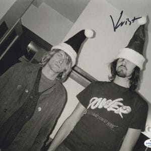 Nirvana Krist Novoselic Signed Christmas Vintage B/W Photo W Kurt Cobain ACOA