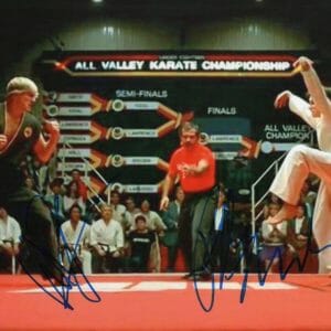 RALPH MACCHIO & WILLIAM ZABKA CAST SIGNED AUTOGRAPH 8X10 PHOTO - THE KARATE KID
