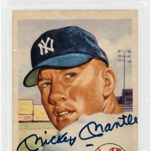Yankees Mickey Mantle Signed 1953 Topps #82 Card Auto Graded 9! BAS Slabbed