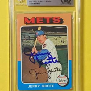 1975 TOPPS JERRY GROTE #158 AUTHENTIC AUTO BECKETT CERTIFIED METS