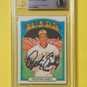 1972 TOPPS PRESTON GOMEZ #637 AUTHENTIC AUTO BECKETT CERTIFIED PADRES