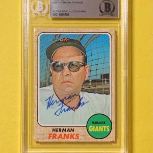 1968 TOPPS HERMAN FRANKS #267 AUTHENTIC AUTO BECKETT CERTIFIED GIANTS