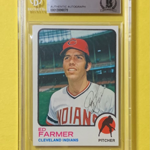 1973 TOPPS ED FARMER #272 AUTHENTIC AUTO BECKETT CERTIFIED CLEVELAND
