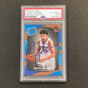 2017-18 Donruss Rated Rookie #158 JUSTIN JACKSON Signed Card AUTO PSA Slabbed RC