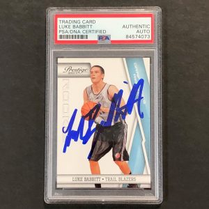 2010-11 Panini Prestige #226 Luke Babbitt Signed Card AUTO PSA Slabbed Portland