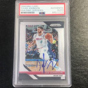 2018-19 Panini Prizm #216 Tyler Johnson Signed Card AUTO PSA Slabbed Heat