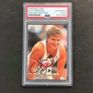 1993-94 Topps Stadium Club #37 Scott Brooks Signed Card AUTO PSA Slabbed