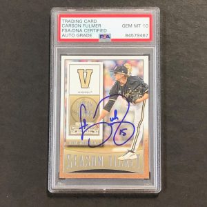 2015 Panini Contenders Season Ticket #24 Carson Fulmer Signed Card PSA Slabbed A