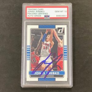 2014-15 Donruss Basketball #116 Jonas Jerebko Signed Card AUTO 10 PSA Slabbed Pi