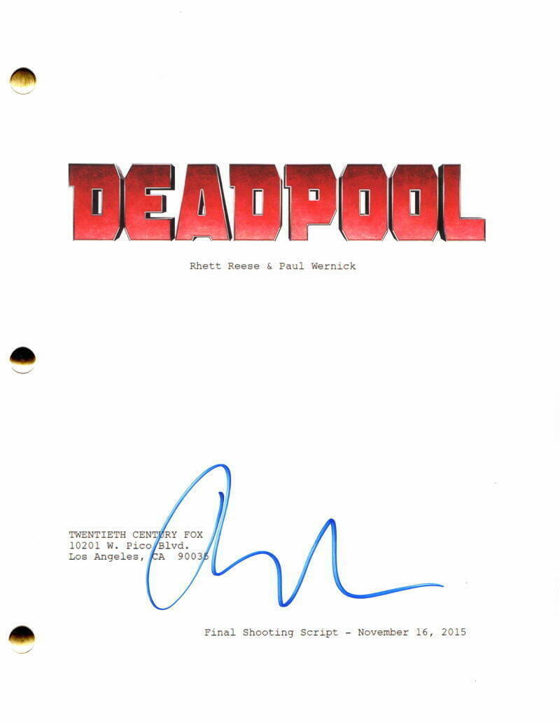 Ryan Reynolds Signed Autograph Deadpool Full Movie Script Green Lantern Rare Autographia