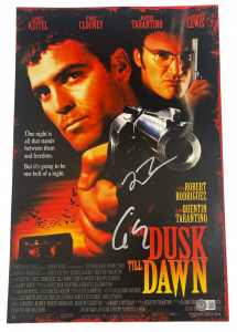 QUENTIN TARANTINO GEORGE CLOONEY SIGNED 12X18 PHOTO FROM DUSK TILL DAWN BAS 3 COLLECTIBLE MEMORABILIA