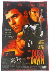 QUENTIN TARANTINO GEORGE CLOONEY SIGNED 12X18 PHOTO FROM DUSK TILL DAWN BAS 1 COLLECTIBLE MEMORABILIA