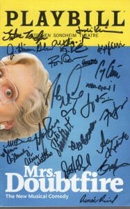MRS. DOUBTFIRE HAND SIGNED NY CITY PLAYBILL+COA SIGNED ON COVER BY CAST COLLECTIBLE MEMORABILIA