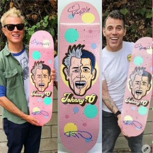 JOHNNY O SKATEBOARD DECK SIGNED AUTOGRAPHED STEVE-O AND JOHNNY KNOXVILLE COLLECTIBLE MEMORABILIA
