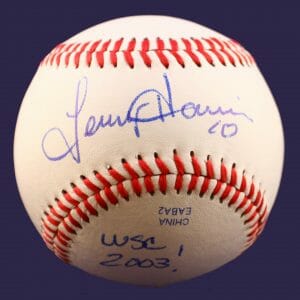 Florida Marlins Lenny Harris Signed Baseball COA