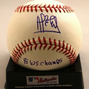 Alcides Escobar Signed Authentic MLB Baseball WS 2015 Champs COA