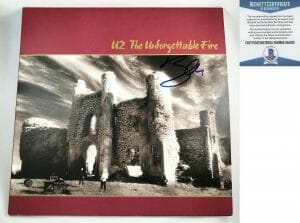 BONO SIGNED VINYL LP ALBUM U2 THE UNFORGETTABLE FIRE BECKETT BAS COA COLLECTIBLE MEMORABILIA