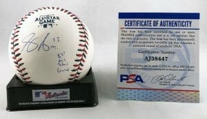NEW YORK YANKEES JOEY GALLO SIGNED 2017 ALL STAR BASEBALL PSA/DNA 1 COA COLLECTIBLE MEMORABILIA
