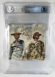 FLORIDA GEORGIA LINE SIGNED CD COVER BECKETT BAS LIFE ROLLS ON TYLER HUBBARD … COLLECTIBLE MEMORABILIA