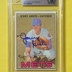 1967 TOPPS JERRY GROTE #413 AUTHENTIC AUTO BECKETT CERTIFIED METS