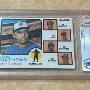 1973 TOPPS EDDIE MATHEWS #237B BRAVES SIGNED CARD BECKETT AUTHENTIC AUTO VINTAGE