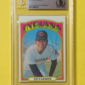 1972 TOPPS ED FARMER #116 AUTHENTIC AUTO BECKETT CERTIFIED CLEVELAND