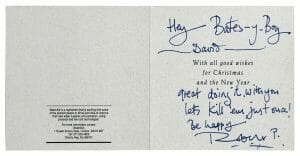 ROBERT PLANT LED ZEPPELIN SIGNED 4×8.15 CHRISTMAS GREETING CARD BAS #AB14600 COLLECTIBLE MEMORABILIA