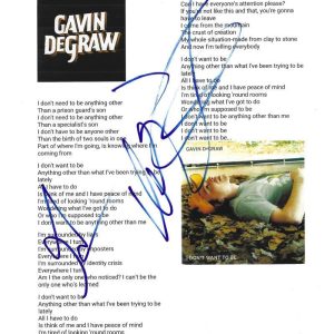 GAVIN DEGRAW SIGNED I DON'T WANT TO BE LYRIC SHEET AUTHENTIC AUTORGAPH HOLOGRAM