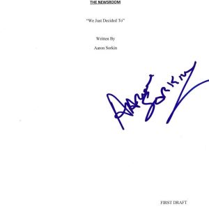 AARON SORKIN SIGNED THE NEWSROOM PILOT SCRIPT AUTHENTIC AUTOGRAPH BECKETT COA