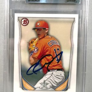 Carlos Correa Signed Rookie Trading Card Beckett BAS 2014 Bowman Draft Top Prosp