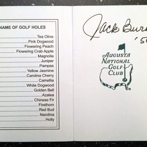 Jack Burke Signed Masters Scorecard 3 COA