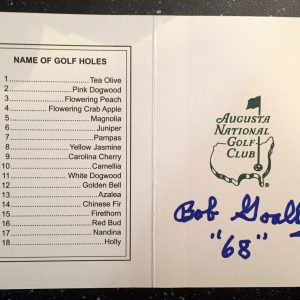 Bob Goalby Signed and Dated Masters Scorecard COA