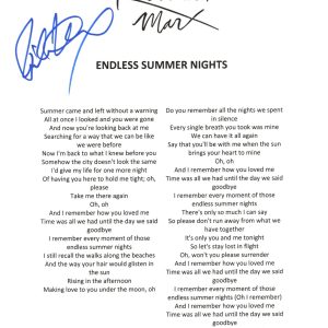 Richard Marx Signed Lyric Sheet Endless Summer Nights COA