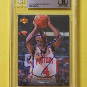 1995-96 UPPER DECK JOE DUMARS #38 AUTHENTIC AUTO BECKETT CERTIFIED PISTONS