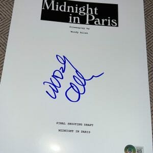 WOODY ALLEN SIGNED AUTOGRAPH MOVIE SCRIPT MIDNIGHT IN PARIS BECKETT BAS AUTO D