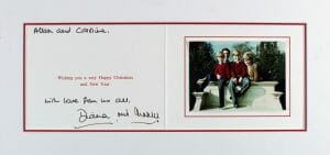 PRINCESS DIANA & PRINCE CHARLES “WITH LOVE” SIGNED & MATTED CHRISTMAS CARD BAS COLLECTIBLE MEMORABILIA