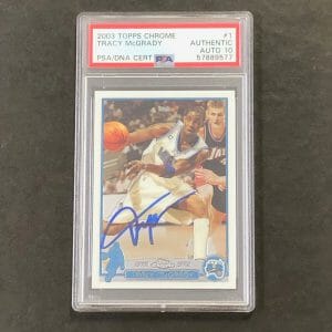 2003-04 Topps Chrome #1 Tracy McGrady Signed Card AUTO 10 PSA/DNA Slabbed Magic