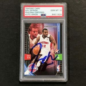 2009-10 ADRENALYN XL #52 WILL BYNUM SIGNED CARD AUTO 10 PSA SLABBED PISTONS COLLECTIBLE MEMORABILIA