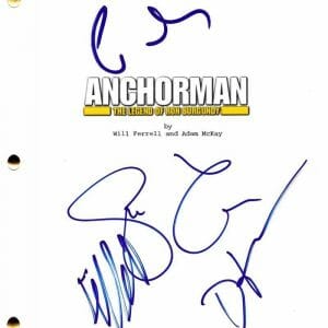 ANCHORMAN CAST SIGNED SCRIPT WILL FERRELL STEVE CARELL RUDD AUTHENTIC AUTOGRAPH