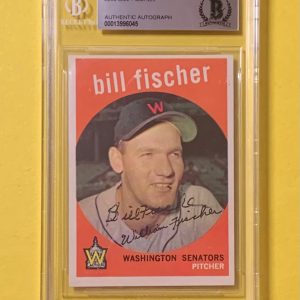 1959 TOPPS BILL FISCHER #230 AUTHENTIC AUTO BECKETT CERTIFIED