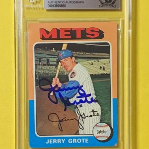 1975 TOPPS JERRY GROTE #158 AUTHENTIC AUTO BECKETT CERTIFIED METS