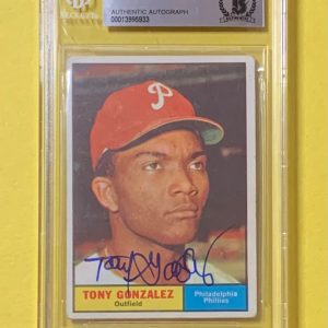 1961 TOPPS TONY GONZALEZ #93 AUTHENTIC AUTO BECKETT CERTIFIED PHILLIES