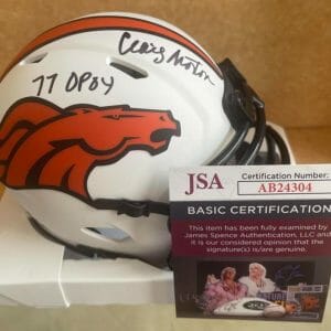 CRAIG MORTON DENVER BRONCOS 77 OPOY SIGNED LUNAR MINI HELMET JSA AB24304